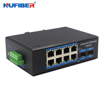 IP40 10 Bağlantı Noktalı Gigabit SFP Ethernet Anahtarı 2 1000M ila 8 10/100/1000M Endüstriyel Yönetimsiz