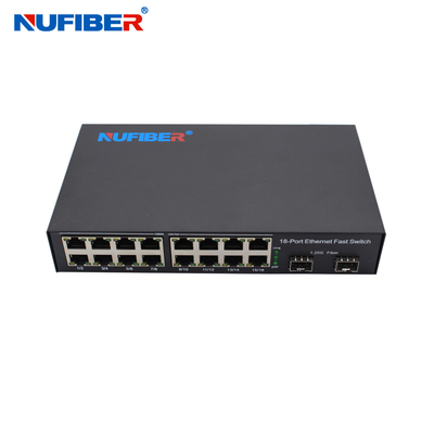 OEM Gigabit SFP Ethernet Switch 2*1000M SFP'den 16*10/100/1000Mbps'e RJ45 Port DC12V Güç kaynağı